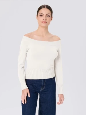 Sinsay - Sweter off shoulder - kremowy