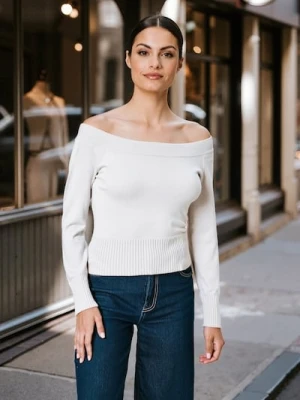 Zdjęcie produktu Sinsay - Sweter off shoulder - kremowy