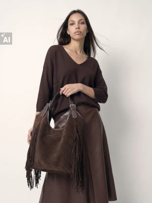 Sinsay - Sweter oversize z rękawami kimono, z domieszką wełny - dark grey jeans