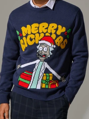 Sinsay - Sweter świąteczny Rick and Morty - granatowy
