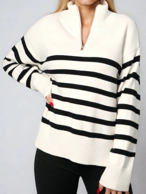 Sinsay - Sweter w paski - kremowy