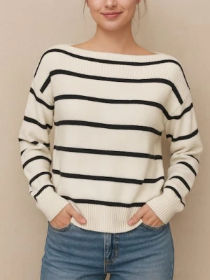 Sinsay - Sweter w paski - kremowy