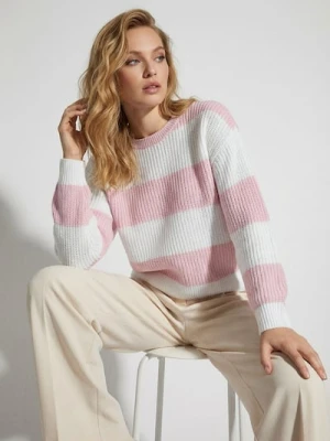 Sinsay - Sweter w paski - różowy
