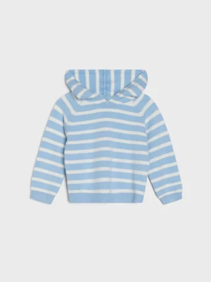 Sinsay - Sweter w paski z kapturem - niebieski