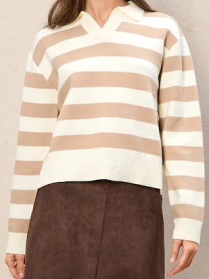 Sinsay - Sweter w paski z kołnierzykiem z wiskozą - wielobarwny