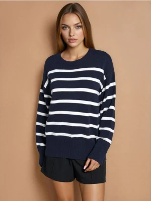 Sinsay - Sweter w paski z wiskozy - granatowy