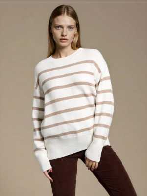 Sinsay - Sweter w paski z wiskozy - kremowy