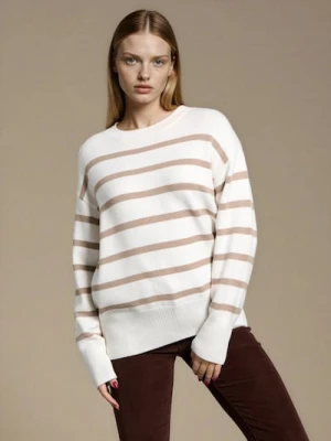 Sinsay - Sweter w paski z wiskozy - kremowy