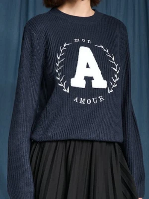 Sinsay - Sweter w prążek - granatowy