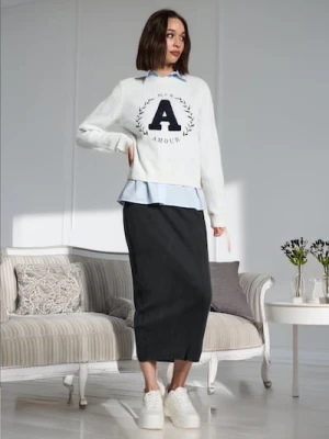 Sinsay - Sweter w prążek - kremowy