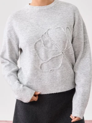 Sinsay - Sweter z aplikacją 3D z domieszką wełny - szary