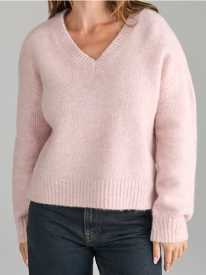 Sinsay - Sweter z dekoltem V - różowy