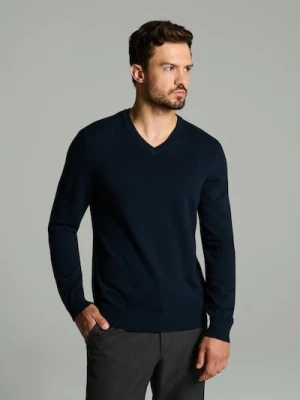 Sinsay - Sweter z dekoltem w serek - granatowy