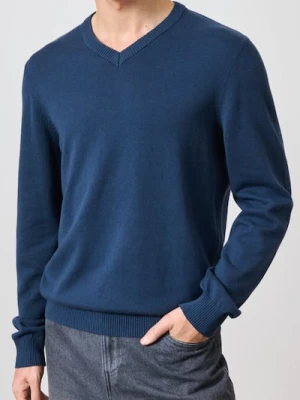 Sinsay - Sweter z dekoltem w serek - niebieski