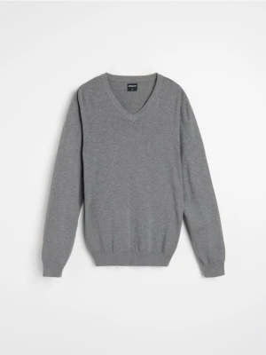Sinsay - Sweter z dekoltem w serek - szary
