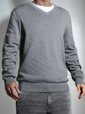 Sinsay - Sweter z dekoltem w serek - szary
