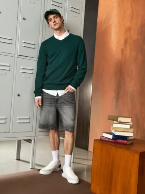 Sinsay - Sweter z dekoltem w serek - zielony