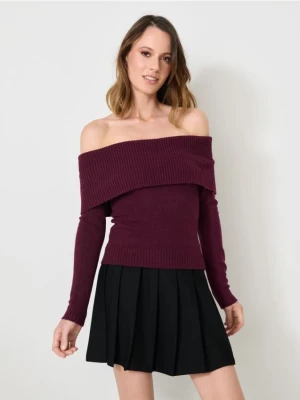 Sinsay - Sweter z dekoracyjnym dekoltem - czerwony