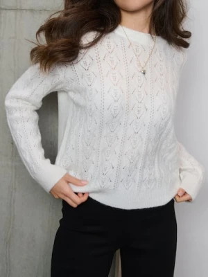 Sinsay - Sweter z dekoracyjnym splotem - kremowy