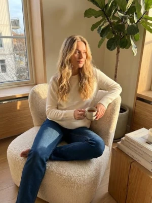 Sinsay - Sweter z domieszką wełny - kremowy