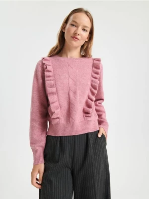Sinsay - Sweter z falbanami - różowy