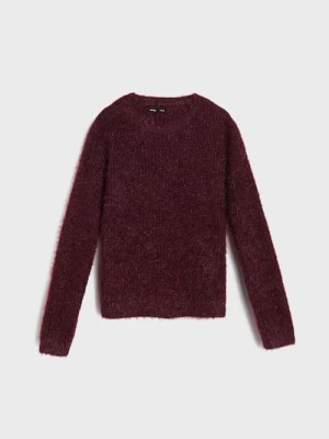 Sinsay - Sweter z futrzanym wykończeniem - bordowy