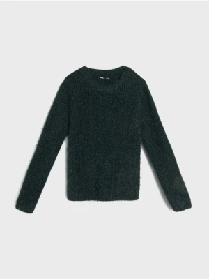 Sinsay - Sweter z futrzanym wykończeniem - zielony
