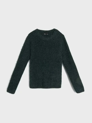 Sinsay - Sweter z futrzanym wykończeniem - zielony