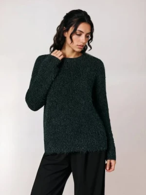 Sinsay - Sweter z futrzanym wykończeniem - zielony