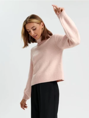 Sinsay - Sweter z golfem - różowy