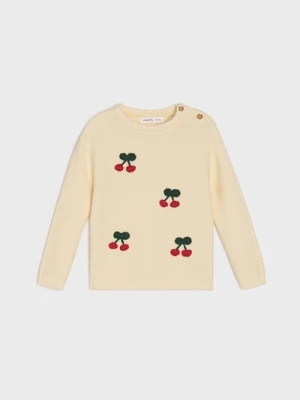 Sinsay - Sweter z haftowanymi wiśniami - kremowy