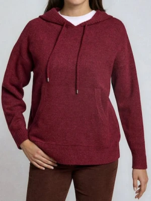 Sinsay - Sweter z kapturem - bordowy