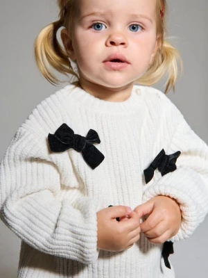 Sinsay - Sweter z kokardami - kremowy