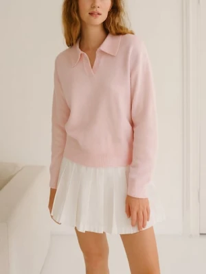 Sinsay - Sweter z kołnierzem - różowy