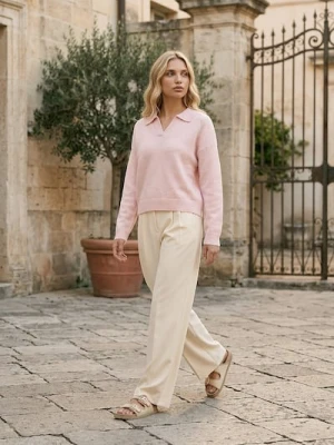 Sinsay - Sweter z kołnierzem - różowy