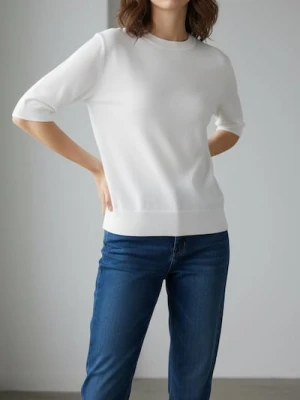 Sinsay - Sweter z krótkim rękawem - biały