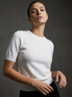 Sinsay - Sweter z krótkim rękawem - biały