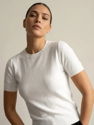 Sinsay - Sweter z krótkim rękawem - biały