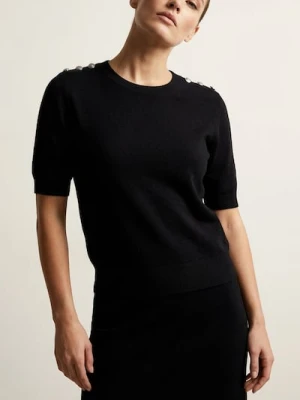 Sinsay - Sweter z krótkim rękawem - czarny