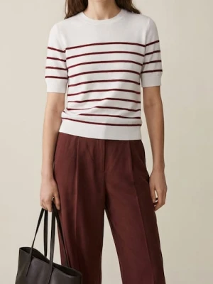 Sinsay - Sweter z krótkim rękawem w paski - czerwony