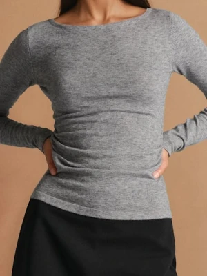 Sinsay - Sweter z marszczeniami po bokach z domieszką wełny - szary