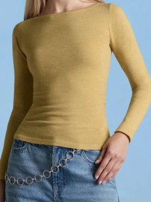 Sinsay - Sweter z marszczeniami po bokach z domieszką wełny - żółty