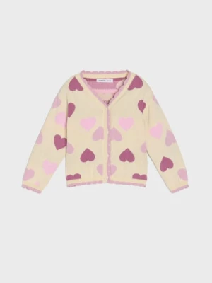 Sinsay - Sweter z motywem serc z dekoracyjnym wykończeniem - kremowy