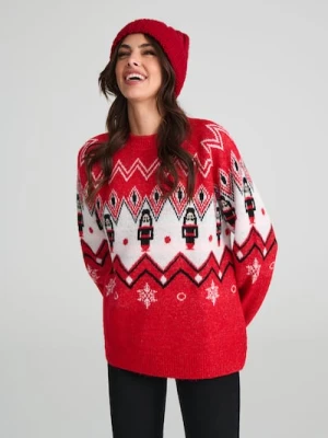 Sinsay - Sweter z motywem świątecznym - czerwony