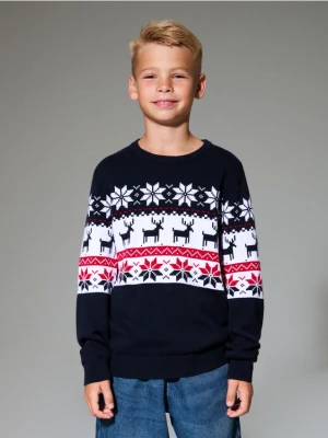Sinsay - Sweter z motywem świątecznym - granatowy