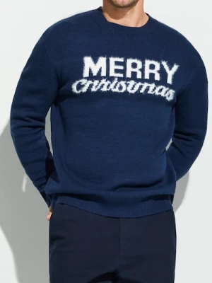 Sinsay - Sweter z motywem świątecznym - granatowy