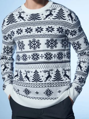 Sinsay - Sweter z motywem świątecznym - kremowy