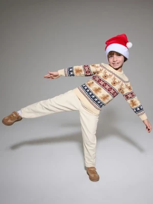 Sinsay - Sweter z motywem świątecznym - kremowy