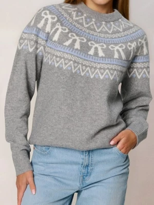 Sinsay - Sweter z motywem świątecznym z domieszką wełny - szary