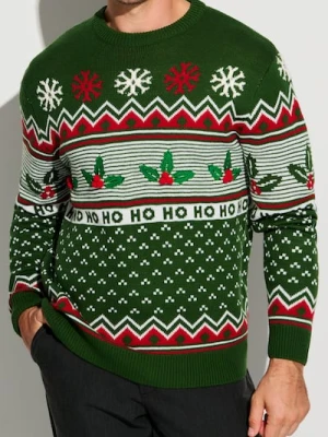Sinsay - Sweter z motywem świątecznym - zielony